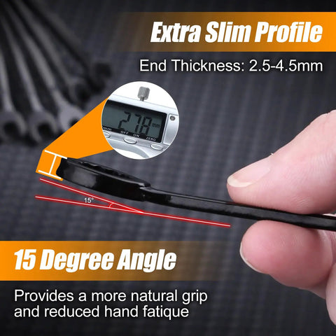 Detailed view of Backyard Mechanic Mini Wrench Set Packed With Metric And Sae Sizes, showing extra slim profile and 15-degree angle.