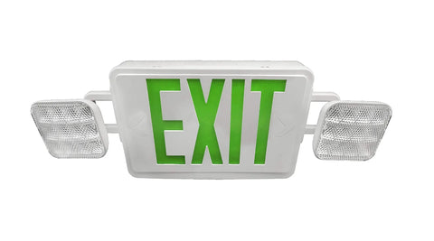 Remote Capable LED Emergency Exit Sign With Dual Adjustable LED Heads, White Housing And Red Lettering, 90 Minute Backup Runtime