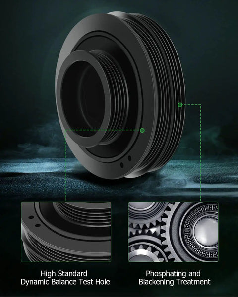 Engine Harmonic Balancer For Honda CR-V 1997 To 2001 2.0L L4 with dynamic balance test hole and phosphating treatment details