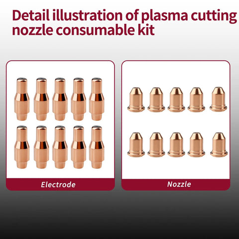 20 Pack Plasma Cutter Consumables Kit For Titanium 45 IPT45 45A Torch 10 Electrodes 56576 And 10 Nozzle Tips 56811