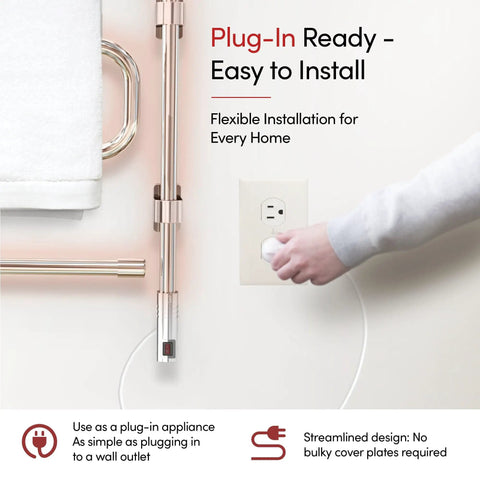 Plugging in 4 Bar Polished Chrome Wall Mounted Towel Warmer With Swivel Bars Plug In Electric Towel Rack For Bathroom