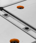 Close-up of the adjustable fence on the Heavy Duty 6 Inch Benchtop Jointer With 10 Amp Motor And Spiral Cutterhead For Silky Smooth Woodworking Edges.
