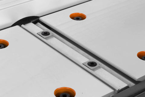 Close-up of the adjustable fence on the Heavy Duty 6 Inch Benchtop Jointer With 10 Amp Motor And Spiral Cutterhead For Silky Smooth Woodworking Edges.
