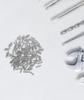 100Pcs Set Screws Kit Internal Hex Drive M2.5x10 Countersunk Carbon Steel For Devices And Electronics Preventing Loosening In Furniture Projects And Compact Spaces With Slick Hidden Fix And Low Profile Hardware For Clean Sleek Look, pile with tools