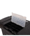Rolling Tool Box With Wheels Lockable Latch Heavy Duty Plastic 15.2 Inch Includes Removable Organizer And Tray Extra Large Rubber Wheels