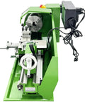 Techtongda Mini Metal Lathe 8X16 inch Benchtop Turning Machine With 1100W Motor auto feed view from side showing metal components.