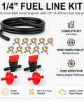 1/4 Inch Fuel Line Hose Kit With Clamps, Valve And Filters For Mowers, Tractors, AtVs, Snowblowers And Dirt Bikes, Universal Fit Rubber Tube 6.56 Ft Long To Kill That Leak And Keep Y Our Ride Smoothing Smooth.