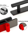 Close-up of 4 Pack Adhesive Cabinet Handles Peel and Stick Black Pull Handles made of zinc alloy with adhesive backing.