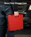Person holding heavy duty storage case for Beefy 14 Piece Deep Impact Socket Set For Three Quarter To One And Five Eighths Inch Drive