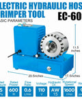 Onsite Ready 10-31mm Hose Crimping Tool With 70 MPa Pressure, 600W Power, Automatic Crimp Press, 8 Die Set, shown in blue machine