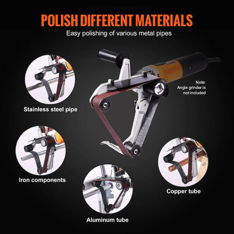 Belt Sander Adapter For Angle Grinder Five Eighths By Eleven Thread Pipe Sanding Attachment polishing metal pipes.