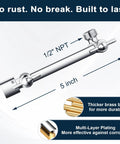 Diagram showing Brass Shower Arm Extender For Rain And Handheld Shower Heads, 5 Inch Universal Shower Head Extension Arm, Chrome