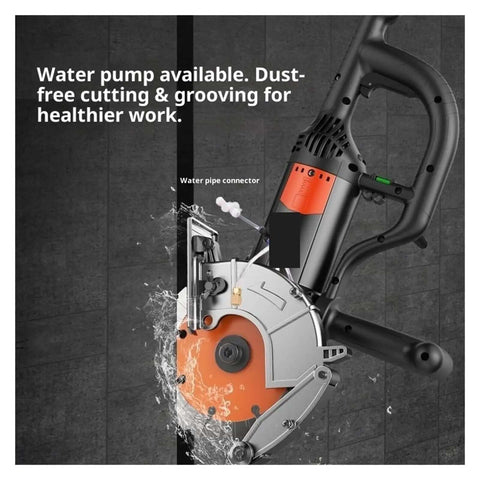 Pro Grade Cordless Circular Saw With Brushless Motor For Dust Free Concrete Wall Slotting And Heavy Duty Stone Grooving Cuts Hardcore Smooth As Butter No Sweat On Any Job Site with water pipe connector for dust-free operation.