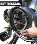 Installing 7 Inch Headlight Visor Trim Ring For Harley Davidson Touring Trike Road King Electra Glide Heritage Gloss Black