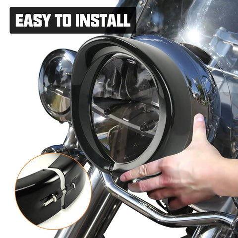 Installing 7 Inch Headlight Visor Trim Ring For Harley Davidson Touring Trike Road King Electra Glide Heritage Gloss Black