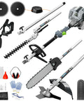 Six In One Beast Of A Gas Powered Weed Wacker Kit With 52cc 2 Stroke Engine, Includes String Trimmer Head, Blades, Hedge Trimmer, Pole Saw.