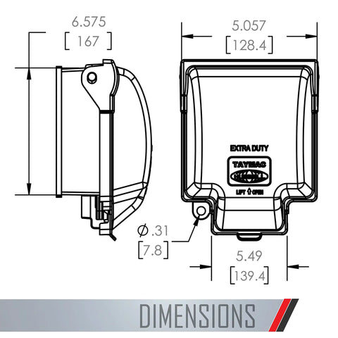 Dimensions of Extra Duty RaynGuard Metal Weatherproof In Use Cover for Outdoor 2 Gang Electrical Outlets Gray