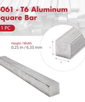 Beefy 6061 T6 Aluminum Rectangle Bar 0.25 By 0.25 Inch, 60 Inch Length, Lightweight Yet Strong Flat Stock For Machining, DIY Projects, Brackets, And Custom Fabrication, 0.25 in square bar