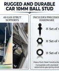4 Piece 10mm Ball Stud Kit For Gas Struts With M6 Thread Includes Spacers And Nuts Built Tough shown with applications