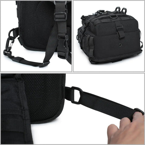 Rugged Tactical Sling Bag For EDC Gear Crossbody Chest Pack With MOLLE System 600D Nylon Water Resistant Dual D Rings Detail