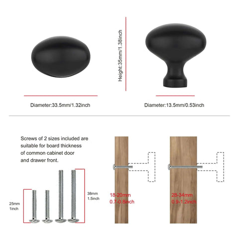 Matte Black Cabinet Knobs 10 Pack Solid Zinc Alloy Handles No Fuss Easy Install For Kitchen Cupboards Dressers And Drawers