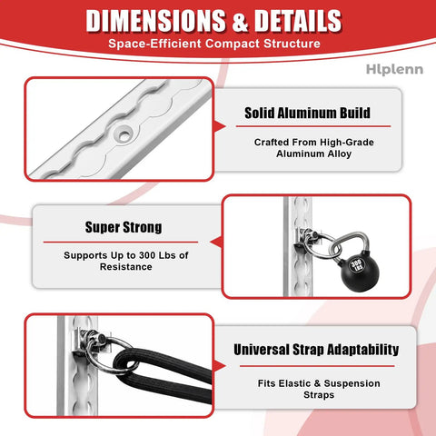 Savage Resistance Band Wall Mount Anchor Rig For Home Gym Flex Zero Clutter Aircraft Aluminum And Stainless Steel Track With Smooth Glide Lock And 40 Inch Rail Gear dimensions and details on solid aluminum build and weight support