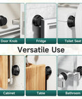 Two Pack Modern Black Door Stoppers for Wall No Drill Adhesive Mount showing versatile use on different surfaces
