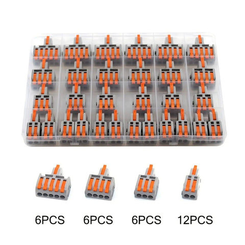 Get This Compact Mini Push In Wire Splitter Terminal Block For Easy Tool Free Splicing Of Solid Stranded And Flexible Copper Wires In Your Home Electrical Or Lighting Projects With Flame Retardant Pa66 Housing And Secure Tin Plated Contacts Rated For. 6, 6, 6, 12 pcs assorted pack