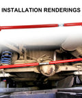 Installation rendering of Adjustable Rear Panhard Track Bar With Polyurethane Bushings For 2000-2020 Chevy Suburban 1500/2500 Tahoe Avalanche GMC Yukon SUV Suspension Upgrade For Smoother Handling And Enhanced Steering Control installed under rear axle