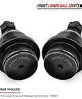 2Pc Front Lower Ball Joints Kit for 2005 to 2019 Toyota Tacoma, close-up of driver and passenger side components with part numbers