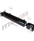 Double Acting Hydraulic Cylinder 2.5 Inch Bore 14 Inch Stroke With 1.125 Inch Rod Diameter Clevis Ends 2500 PSI Built Tough For Farm Equipment And Universal Hydraulic Use, black steel