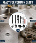 Heavy Duty 10 Piece Plug Busting Drain Cleaners Designed For 50 Foot Snake Auger Cable Rig Tough Spring Loaded Cutters for kitchen and bathroom drains.