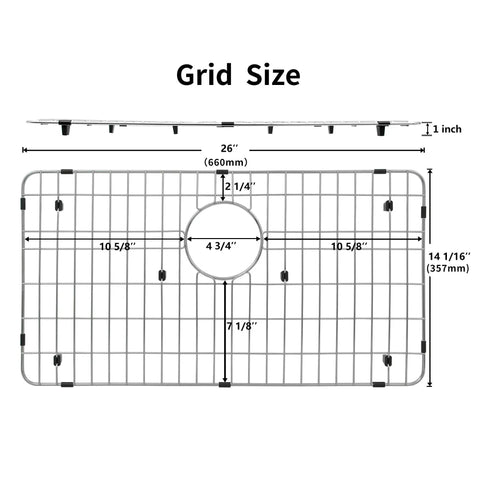 Stainless Steel Kitchen Sink Grid And Protectors For Single Bowl Sinks 26 By 14 Inch With Rear Drain Heavy Duty Sink Grid measurement