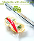 Heavy Duty Vacuum Sealer Bags Set Featuring Two Handy Sizes 11x20 And 8x20 Inches used to seal lemon slices and chili pepper