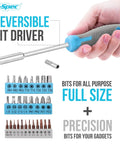 Household Starter Tool Kit With Portable Toolbox For Dorm Rooms Blue, 38 Piece DIY Essentials For Home Repairs And Small Projects, Magnetic Bit Driver With 28 Standard And Precision Bits, Multi Purpose Screwdriver Set For Quick Fixes; reversible bit driver and bit sets