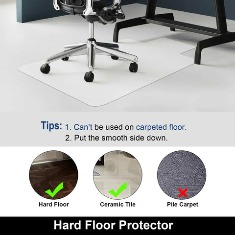 Hard Floor Office Chair Mat 36 X 48 Inches For Hardwood Floors, Easy Glide Under Desk, No Slip Scratch Resistant Floor Protector For Rolling Chairs Daily Use under a chair