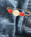 12 Piece Heavy Duty Alloy Waist Adjustment Pins To Fix Baggy Jeans And Bulkier Sweaters Metal safety brooch clip with beads.