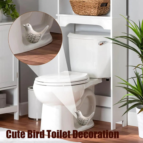Pretty Sweet Bird Toilet Bolt Covers Premium Ceramic Bathroom Screw Caps Set Of 2 Smooth Install Decorative Pieces Totally Spice Up Your Restroom In Fresh White, showcasing white ceramic bird cap on toilet.
