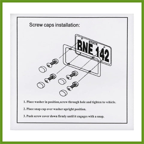 Diagram showing installation of 20 Piece Aluminum Alloy License Plate Bolt Screw Nuts For Car And Bike Orange Vehicle Components.
