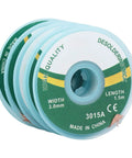 5Pcs Solder Wick Desoldering Braid Alloy Copper 3mm By 1.5m For PCB Repair And Cleaning packaged in rolls, close-up view