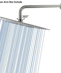 Ultra Thin 12 Inch Square Rain Shower Head With High Flow Stainless Steel For Full Body Coverage, Brushed Nickel Finish
