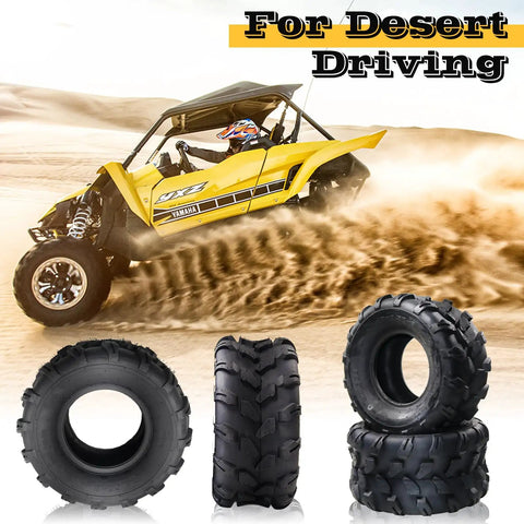 Beefed Up Tubeless All Terrain Tractor Tires Set For ATV And UTV 2 Pack With Sizes showcasing durability for desert driving