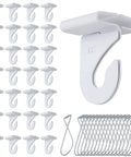 50 Pack Drop Ceiling Hooks For Hangin, 25 Pairs Left and Right Ceiling Hooks Plus 25 Ceiling Hook Clips T Bar Clips