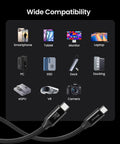 Ultra Fast USB4 Thunderbolt 4 Cable 1ft 40Gbps Data Transfer 240W PD Charging 8K60Hz Ready Perfect For Docks External GPUs Laptops Monitors And High Power Gear, braided USB-C ends