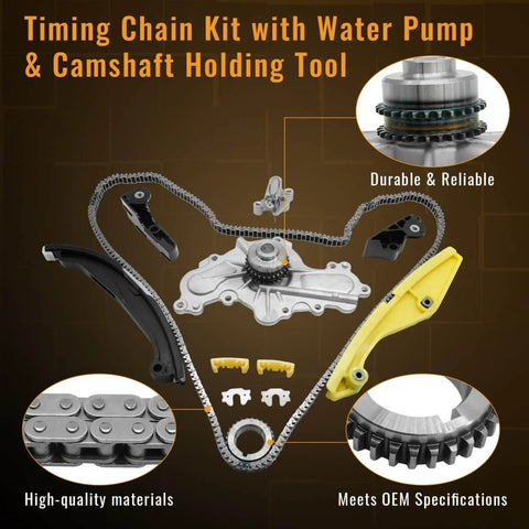 Timing Chain Kit With Water Pump And Camshaft Holding Tool For 2011 Through 2019 Explorer Edge Taurus Flex 3.5L And 3.7L V6 Engines