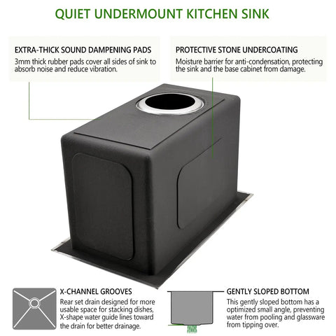 Undermount Small Bar Sink Workhorse in 16 Gauge Stainless Steel, 9x15 Inch Kitchen Bar Sink for RVs With Deep Basin features