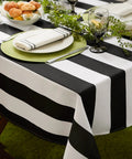 Cabana Stripe Outdoor Zippered Tabletop Cover 60 by 84 Inches Stain Resistant and Waterproof Machine Washable Easy Care for Patio Tables That Seat 6 to 8 Black