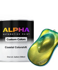 Fire Colorshift Paint Basecoat Midcoat One Gallon 128 Ounce Ready To Spray Mix With Slow Reducer showcasing vibrant color shift in a spray can.