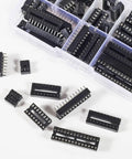 Super Handy DIP IC Sockets Kit With 66 Solder Type Adapters in 6 8 14 16 18 20 24 28 pin sizes, durable insulated plastic