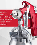 Straight Up Pro Grade Hvlp Paint Sprayer Boasting Three Interchangeable Tip Sizes For Flawless Sheens On Cars Furniture Fences Decks Cabinets And Interior Doors Without Breaking A Sweat, showcasing ergonomic trigger and brushed paint container.